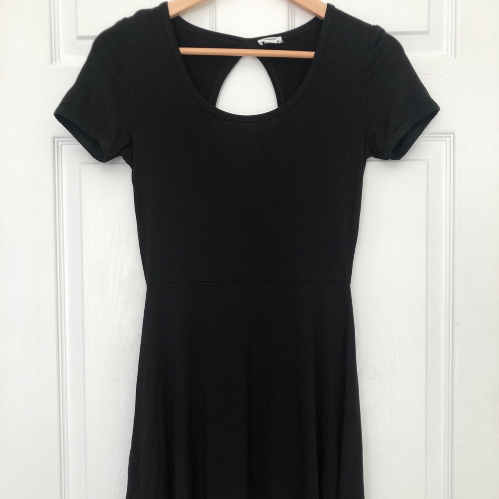 Garage Black Short-sleeve Skater Dress